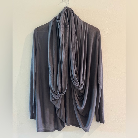 Alice + Olivia Drape Wrap Cardigan in Gunmetal Gray Size M (NWT $187) - Picture 1 of 9